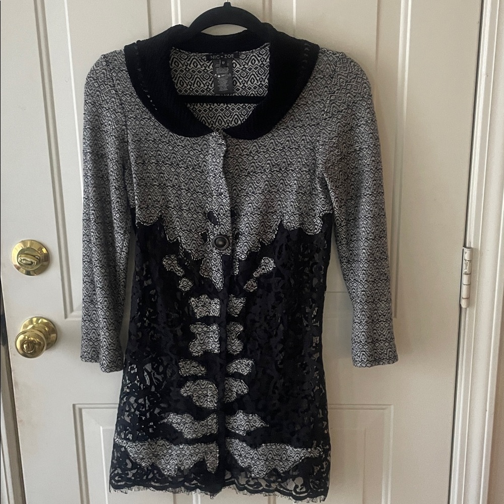 NIC+ZOE Black and Gray Patterned Blazer